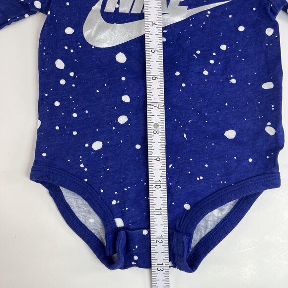 Nike Baby Set Blue Fleece Joggers & Long Sleeve Bodysuit White Logo Size 0–6 Mon - Picture 7 of 10